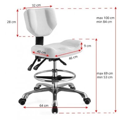 Professional cosmetology chair with backrest A-4299, white color 1