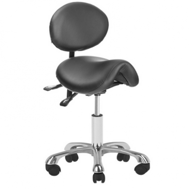 Professional master chair - saddle for cosmetologists 1025 GIOVANNI with adjustable seat angle and backrest, black color