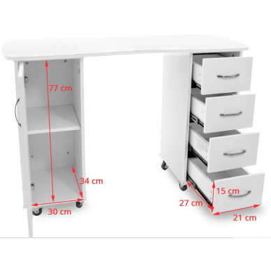 Professional manicure table 2027 BP, white color 2