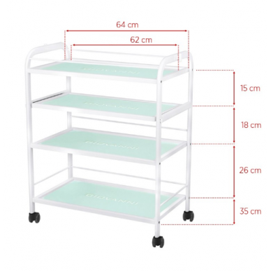 GIOVANNI CLASSIC 1015A professional cosmetic trolley (with pull-out shelf), white color 5