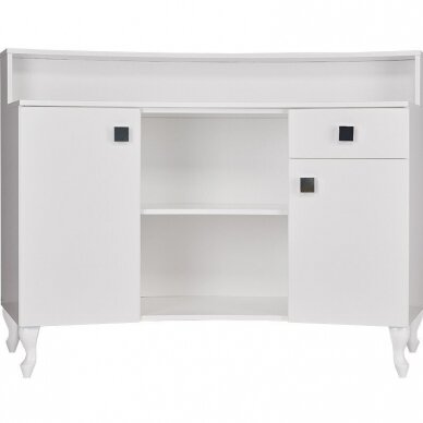 Professional reception desk, ILLUSION II, white glossy 1