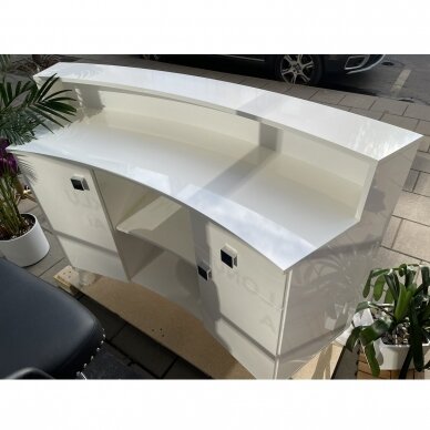 Professional reception desk, ILLUSION II, white glossy 9