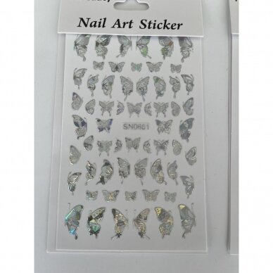 Nail stickers GOLDEN AND SILVER BUTTERFLIES, 2 pcs. 1