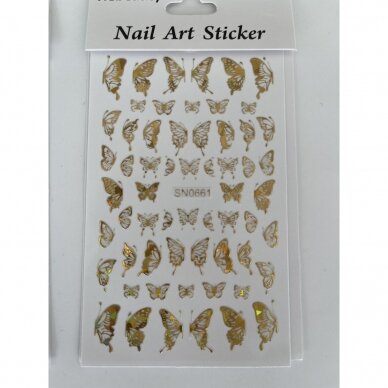 Nail stickers GOLDEN AND SILVER BUTTERFLIES, 2 pcs.