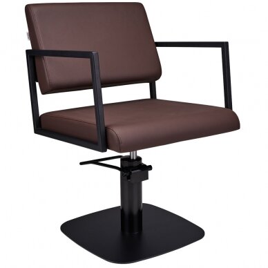 Professional barber chair BROWN LOFT BLACK SQUARE