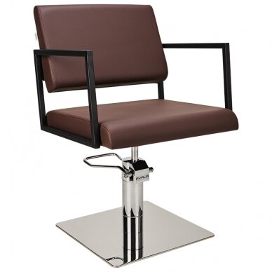 Professional barber chair BROWN LOFT BLACK SQUARE 1