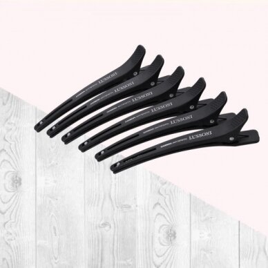 LUSSONI HR ACC CARBON CLIPS WITH BAND hairdressing hair clips-clips 6 pcs. 3