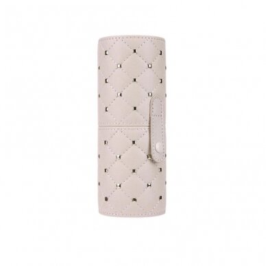 Makeup brush case with rivets, cream 2