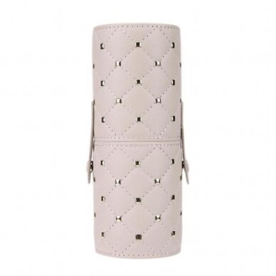 Makeup brush case with rivets, cream