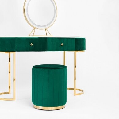 Make-up table with a gold frame, decorated with green velor 2