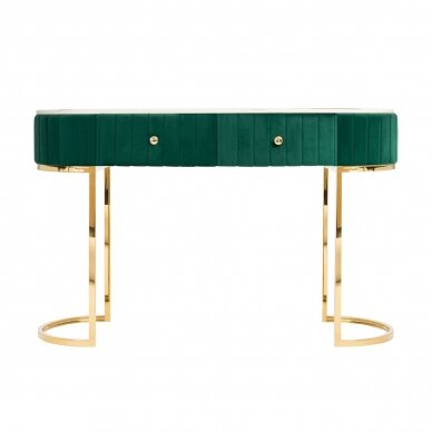 Make-up table with a gold frame, decorated with green velor 9