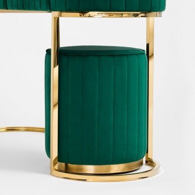 Make-up table with a gold frame, decorated with green velor 6