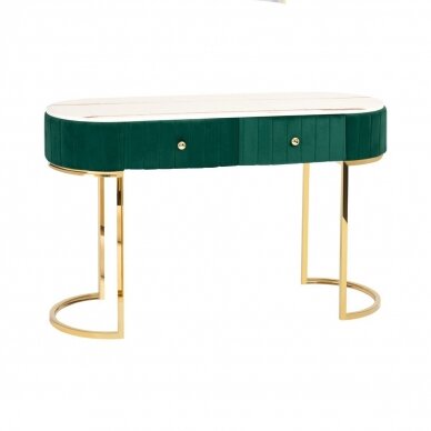 Make-up table with a gold frame, decorated with green velor 7