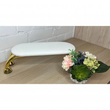 Oval manicure armrest GOLD, white color