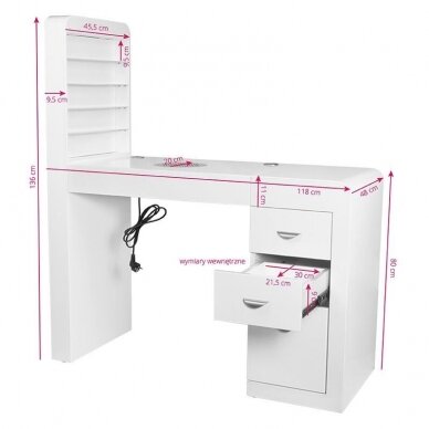 Professional manicure table MOD 310-D with shelf lighting 9