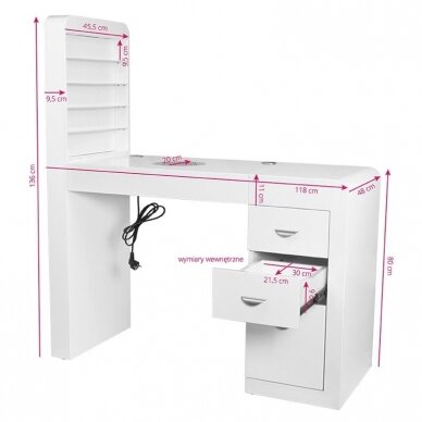 Professional manicure table MOD 310 with illuminated shelves 8