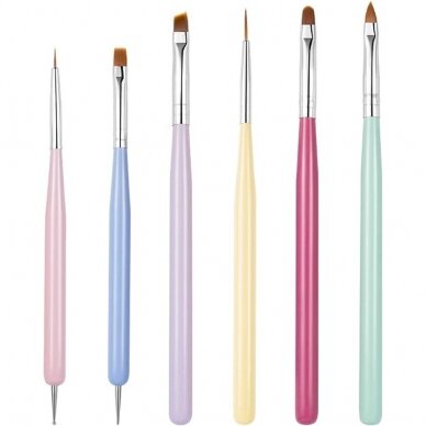 Universal set of professional manicure brushes 6 pcs. MACARON