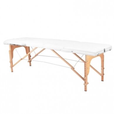 Professional folding massage table WOOD KOMFORT ACTIV FIZJO 3, white color