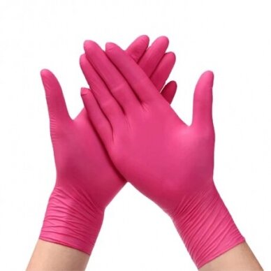 MAXTER disposable nitrile gloves, pink color 1