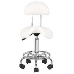 Professional master chair-saddle for beauticians 6001, white color 1