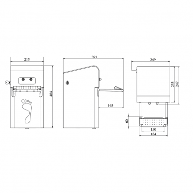 Mechanical foot disinfection dispenser for public saunas, swimming pools, spa cabins PED3 2