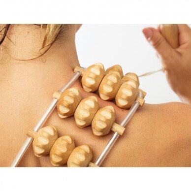 Wooden back and body massager, rollers 5