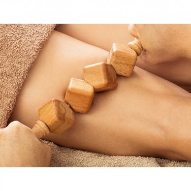 Wooden massage roller for anti-cellulite massage procedures, 1 pc.  3