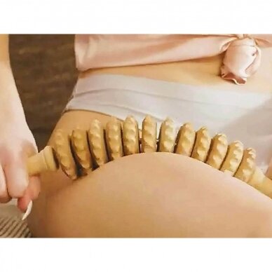 Wooden massage roller for anti-cellulite massage procedures, 1 pc. 1