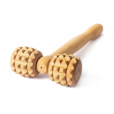 Wooden face, neck and head massager, T-roller