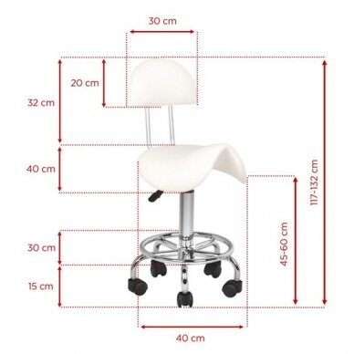 Professional master chair-saddle for beauticians 6001, white color 4