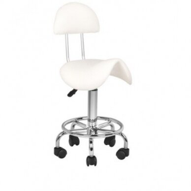 Professional master chair-saddle for beauticians 6001, white color