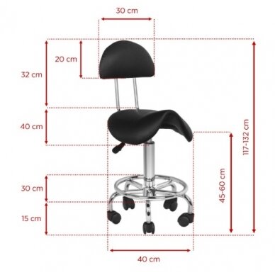 Professional master chair-saddle for beauticians 6001, black color 4