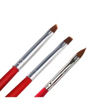 Brushes for manicure with gel RED, 3 pcs.