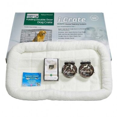 Dog cage with bed, cover and 2 bowls, size M, 77x49x55cm 5