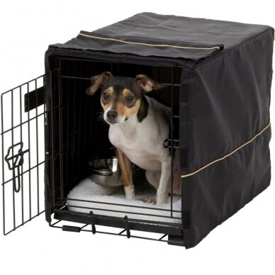 Dog cage with bed, cover and 2 bowls, size S, 62x46x48cm 3