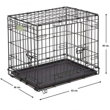 Dog cage with bed, cover and 2 bowls, size S, 62 x 46 x 48 cm 2