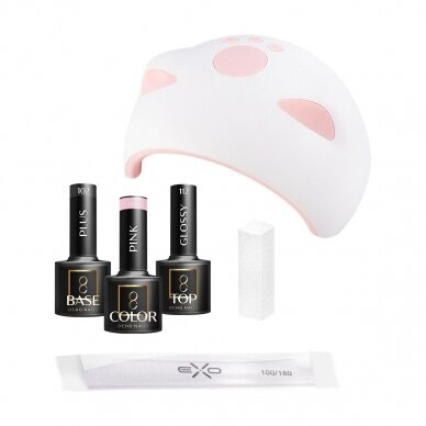 OCHO NAILS 8 gelinio lakavimo rinkinys su UV/LED manikiūro lempa