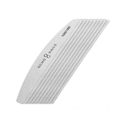 OCHO NAILS professional crescent nail file for manicure SLIM 100/180 grit, 10 pcs.  2