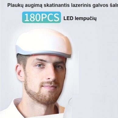 Plaukų augimą skatinantis lazerinis galvos šalmas su LED šviesos terapija, 650nm, 180 vnt. lempučių