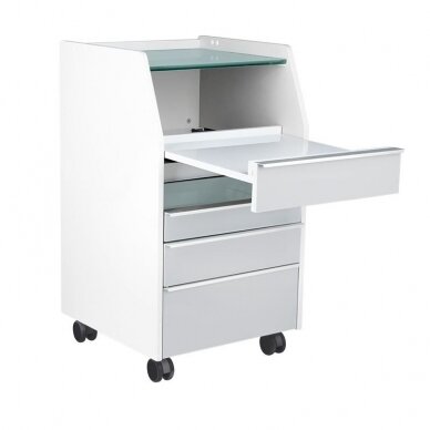 Professional podiatry trolley-cabinet for beauticians 984 with built-in UV-C tool disinfection shelf, gray color