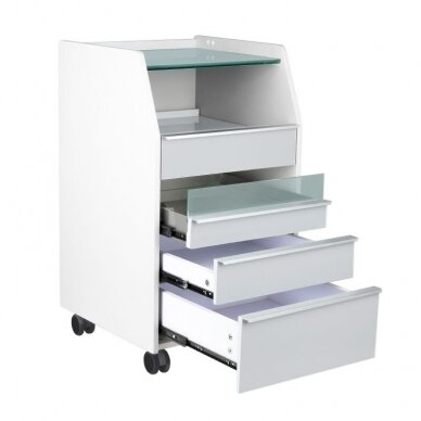 Professional podiatry trolley-cabinet for beauticians 984 with built-in UV-C tool disinfection shelf, gray color 2