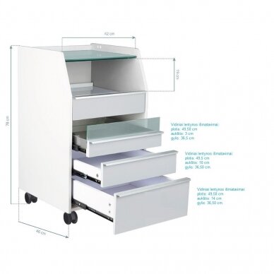 Professional podiatry trolley-cabinet for beauticians 984 with built-in UV-C tool disinfection shelf, gray color 5