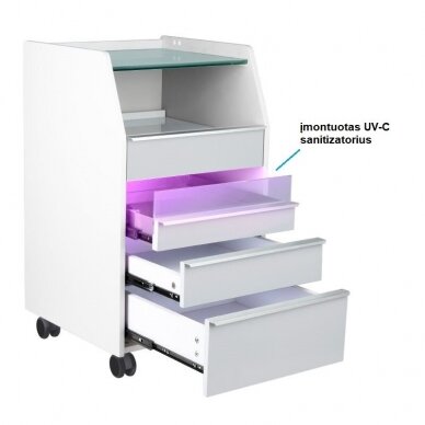 Professional podiatry trolley-cabinet for beauticians 984 with built-in UV-C tool disinfection shelf, gray color 3