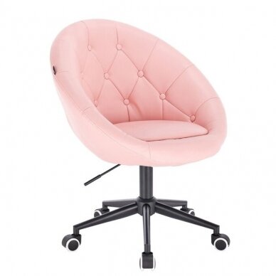 Grožio salono kėdė stabiliu pagrindu arba su ratukais HC8516, rožinė ekologiška oda 7
