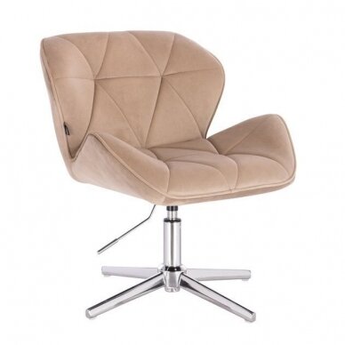 Beauty salon chair with a stable base or with wheels HR111CROSS, cream-colored velvet  5