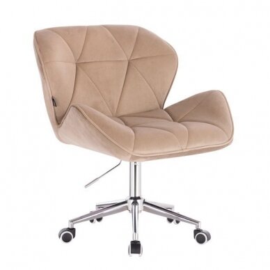 Beauty salon chair with a stable base or with wheels HR111CROSS, cream-colored velvet  7