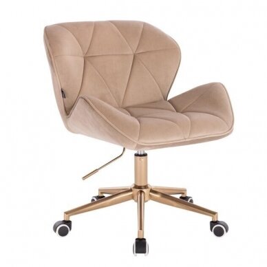 Beauty salon chair with a stable base or with wheels HR111CROSS, cream-colored velvet  9