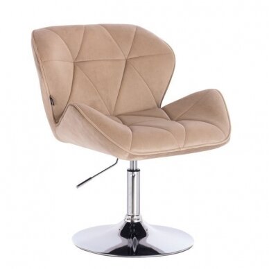 Beauty salon chair with a stable base or with wheels HR111CROSS, cream-colored velvet  10