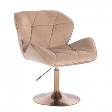 Beauty salon chair with a stable base or with wheels HR111CROSS, cream-colored velvet  12