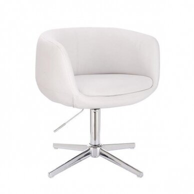 Grožio salono kėdė stabiliu pagrindu arba su ratukais HC333N, balta ekologiška oda 6